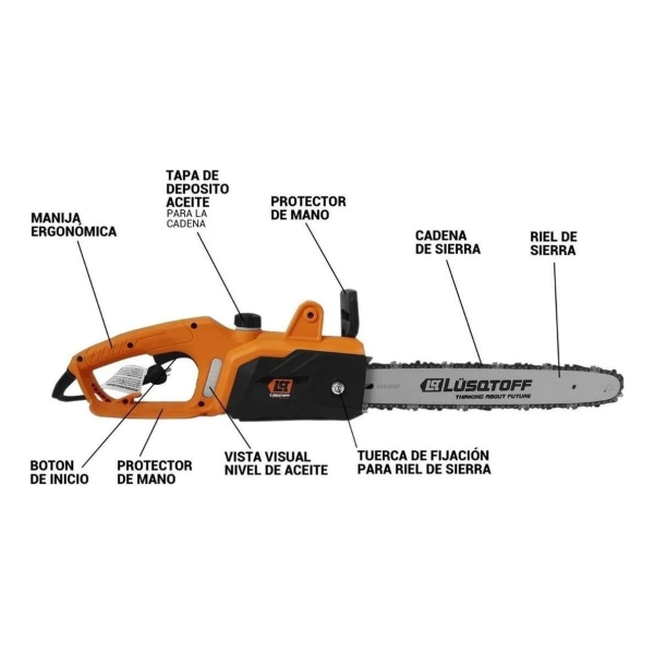 Motosierra Electrica Electrosierra Lusqtoff 2000w Espada 16 - Imagen 5