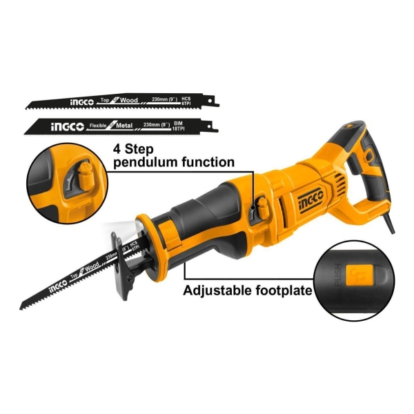 Sierra Sable Para Madera/metal 1200w Ingco Rs12001 - Imagen 3