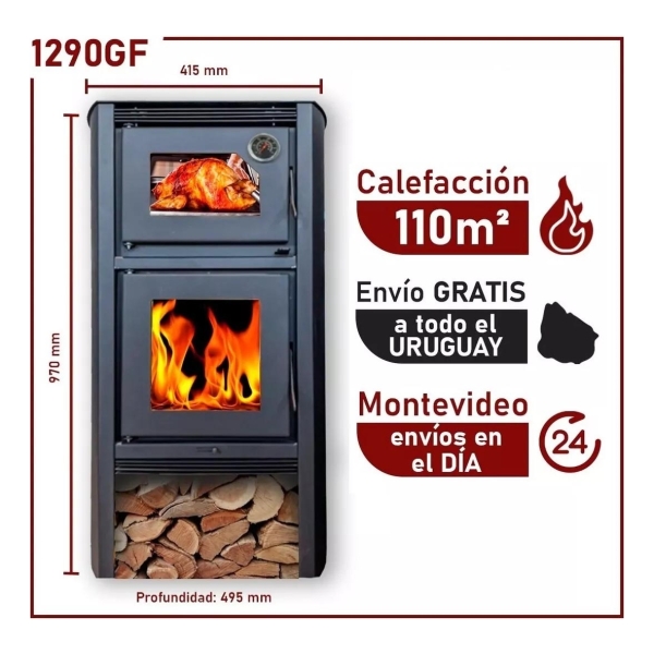 Calefactor Horno Doble Combustion Metavila Lyon 110mt2 Elsue - Imagen 2
