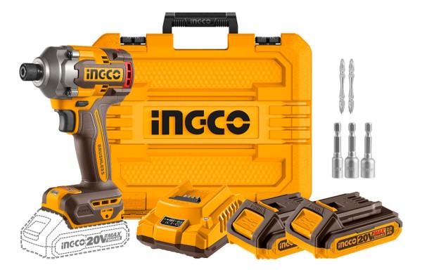 Atornillador De Impacto 1/4 20 Volt Ingco C/2 Bat Sin Carbon