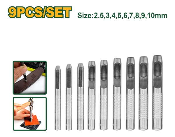 Sacabocados De Golpe 9medidas 2.5,3,4,5,6,7,8,9.10mm Jadever - Imagen 3