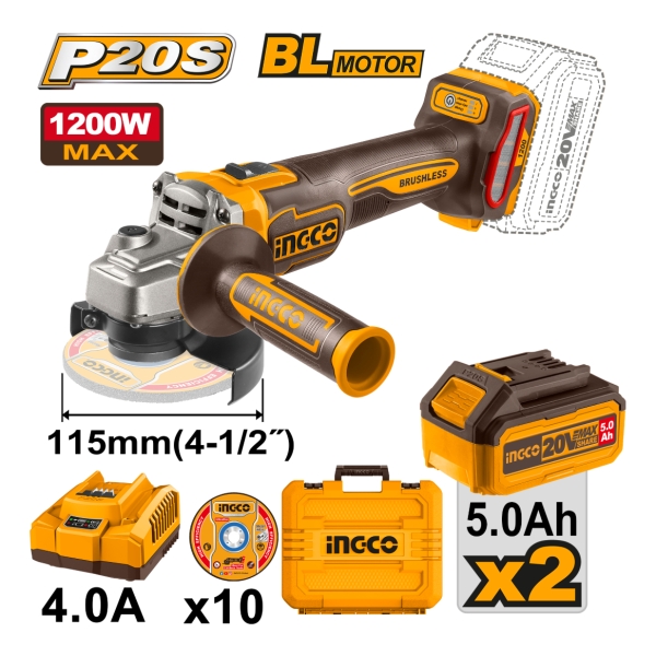 Amoladora 4 1/2 1200w Bat Y Carg Valija Ingco Cagli2211532 - Imagen 2