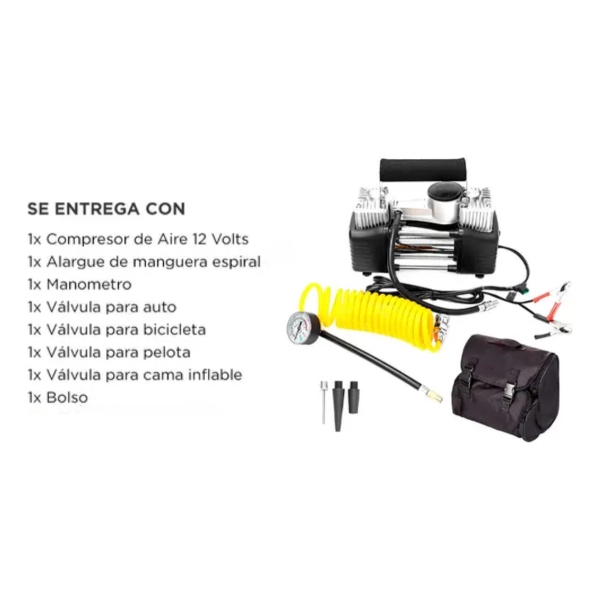 Mini Compresor Inflador 12v 120psi Auto Camioneta Bicicleta - Imagen 2