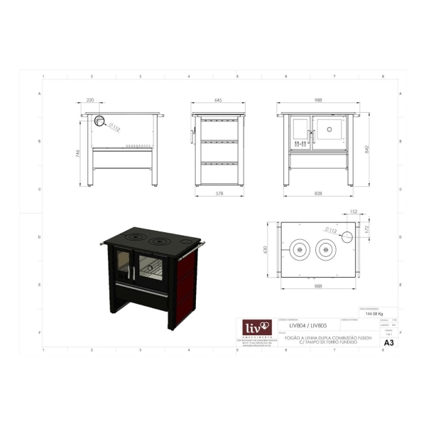 Cocina Leña Calefactor Economica 245m3 Doble Combustión - Imagen 2