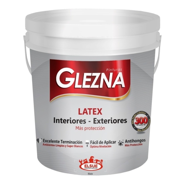 Pintura Glezna Latex 3,6l Interior Exterior Antihongos 60mt2