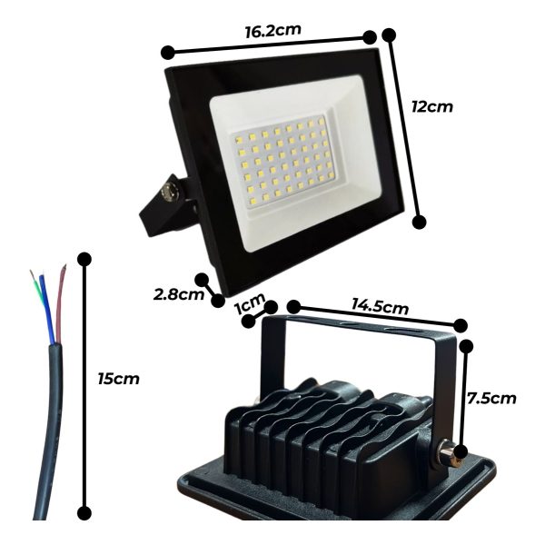 Foco Reflector Led 50w Luz Fria Blanca 6500k Intemperie Ip66 - Imagen 2
