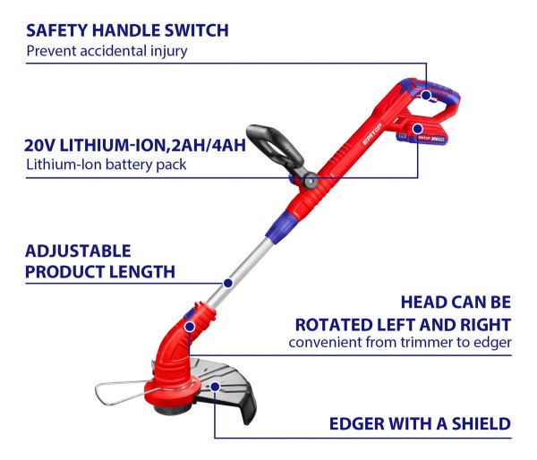 Bordeadora Orilladora A Bateria 20v Extendible Sin Bat Emtop - Imagen 3