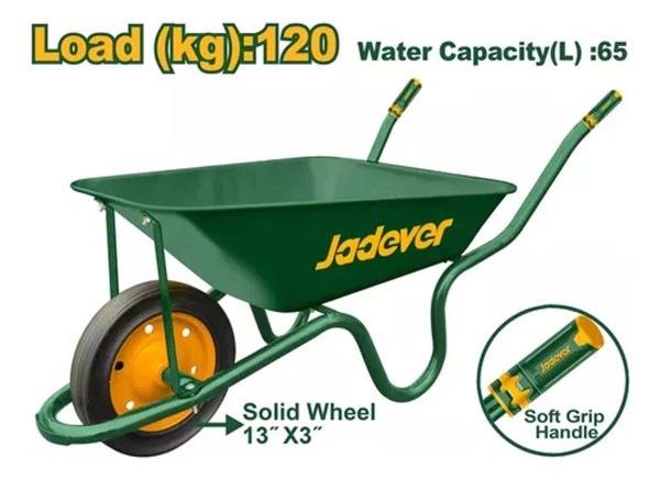 Kit Carretilla Rueda Maciza 120kg +2 Palas Metálicas Jadever - Imagen 2