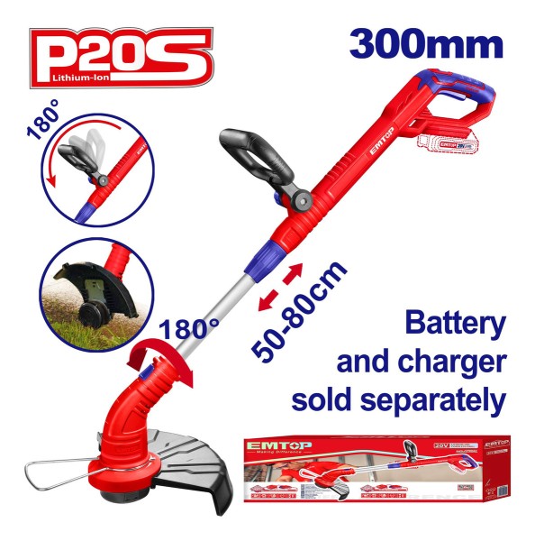 Bordeadora Orilladora A Bateria 20v Extendible Sin Bat Emtop - Imagen 2