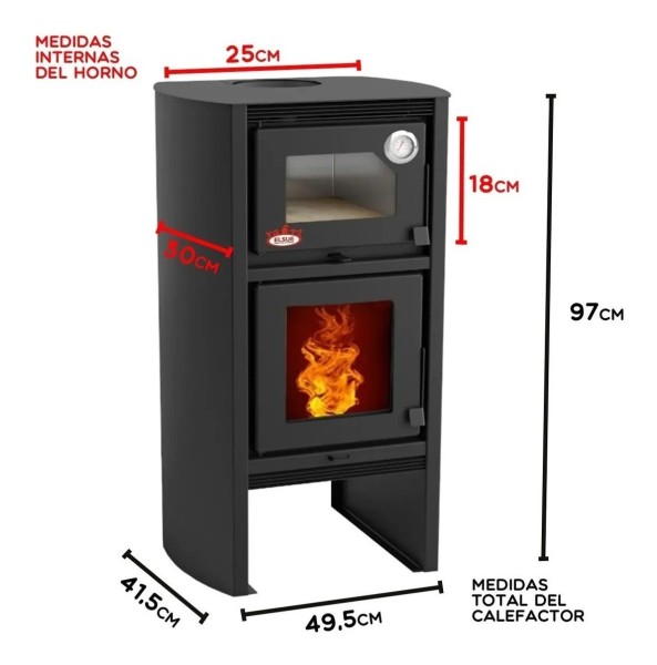 Calefactor Horno Doble Combustion Metavila Lyon Salida Pared - Imagen 4