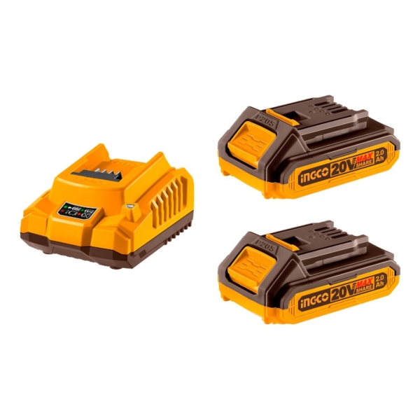 Set X2 Bateria 20v 2amp + 1 Cargador Ingco Fbcpk1222 - Imagen 3