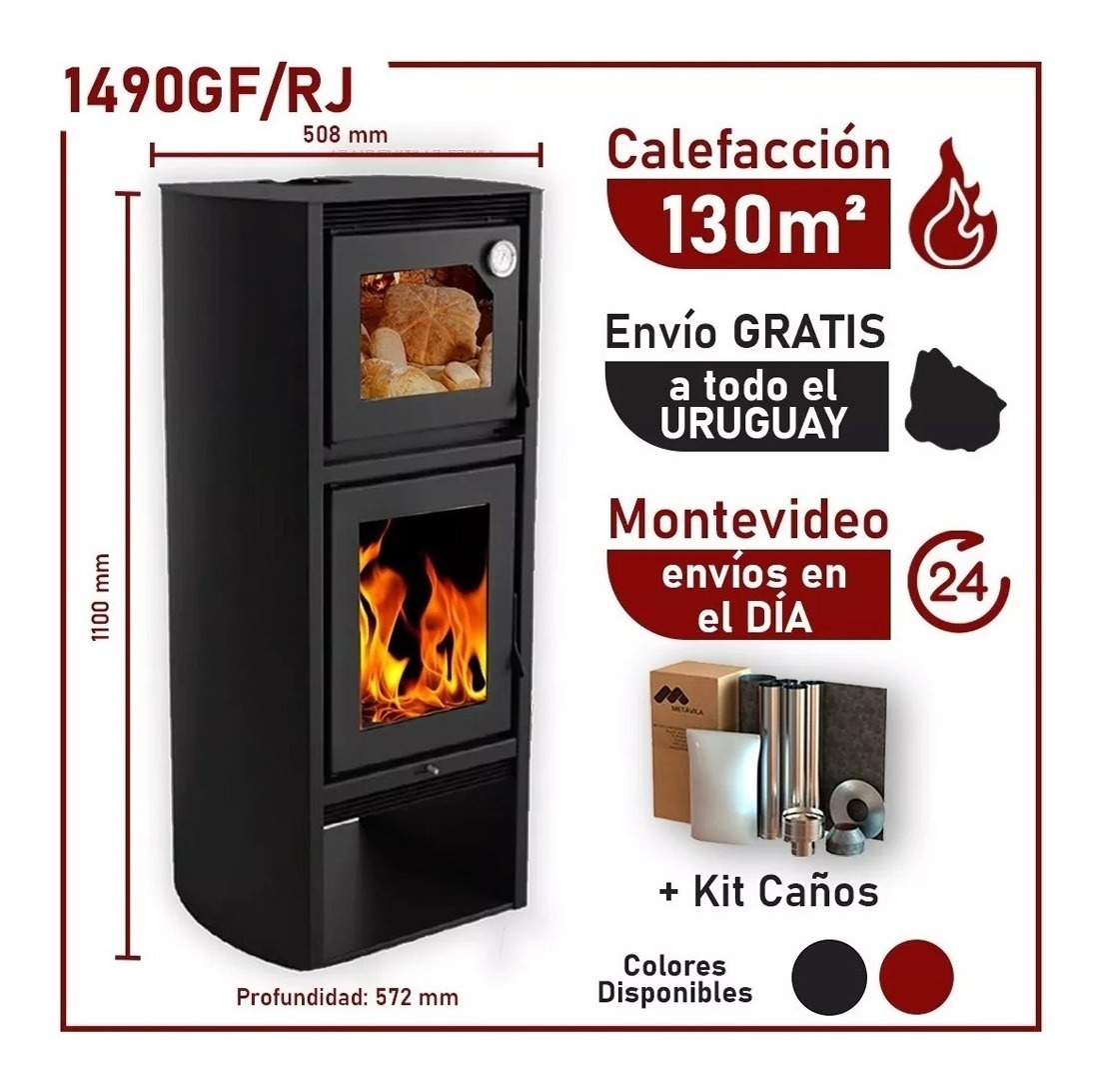 Calefactor Ecologico Leña Con Horno 1490gf + Kit Techo - Imagen 5