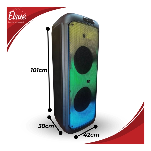 Torre Audio Parlante Fm Usb Mic Litio 8000 Pwpo Karaoke 2x12 - Imagen 2