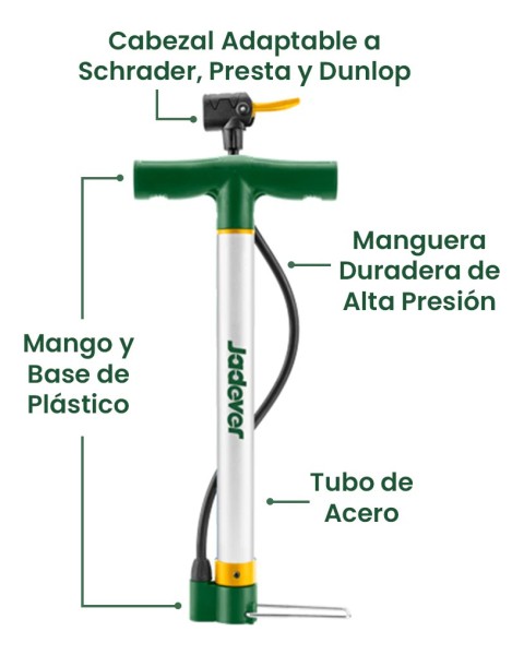 Inflador Manual 160psi Jadever - Imagen 3