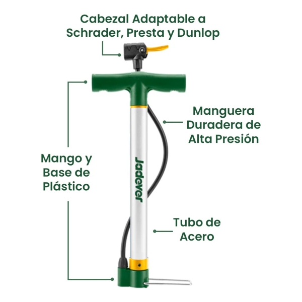 Inflador Manual 160psi Jadever - Imagen 3