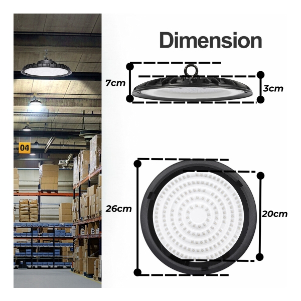 Campana De Techo Exterior Colgante Led Ufo 100w Luz Fria - Imagen 3