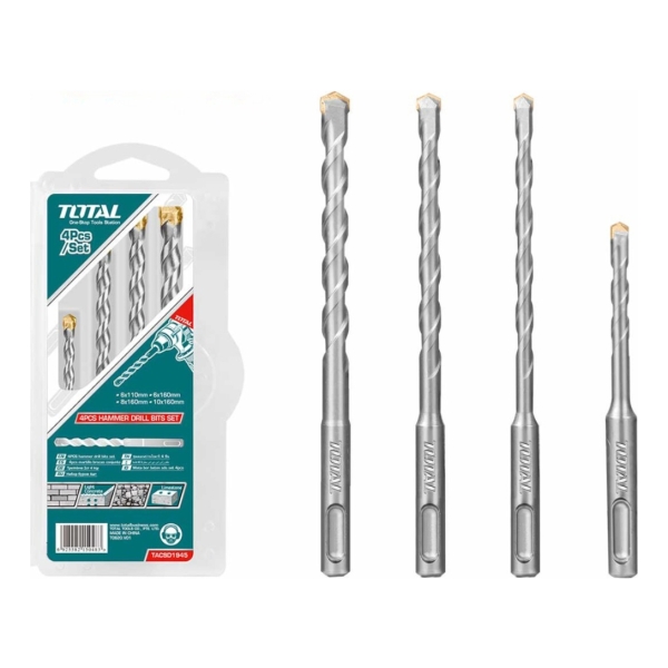 Set De 4 Mechas Sds Plus Para Concreto Total