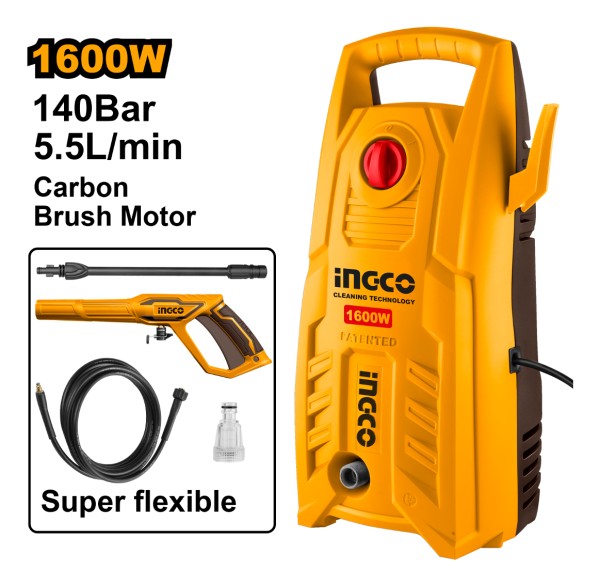 Hidrolavadora 1600w 140bar Autostop 5.5l/min Ingco - Imagen 2