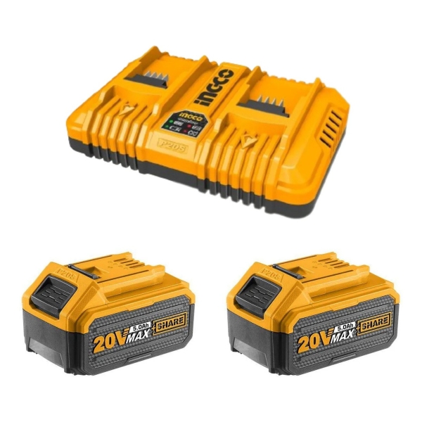 Set De 2 Baterias 20v 5amp + 1 Cargador Ingco Fbcpk2425 - Imagen 2