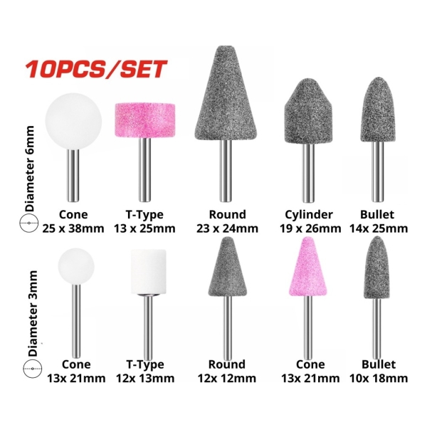 Set Piedras Y Fresas Para Mini Torno 10 Piezas Total - Imagen 2