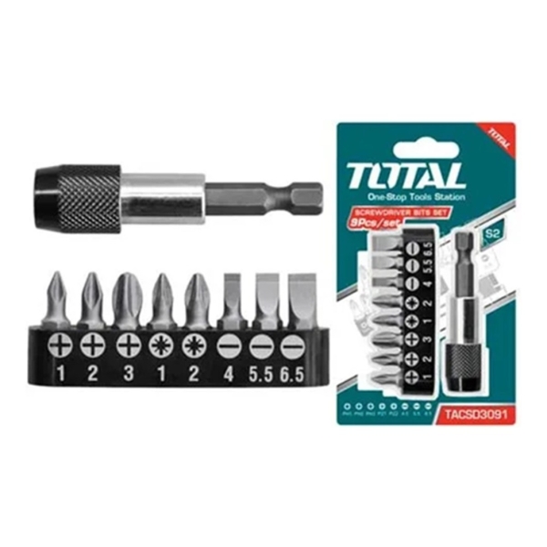Juego De Puntas Taladro Atornillador 9 Pcs Magnetico Total - Imagen 2