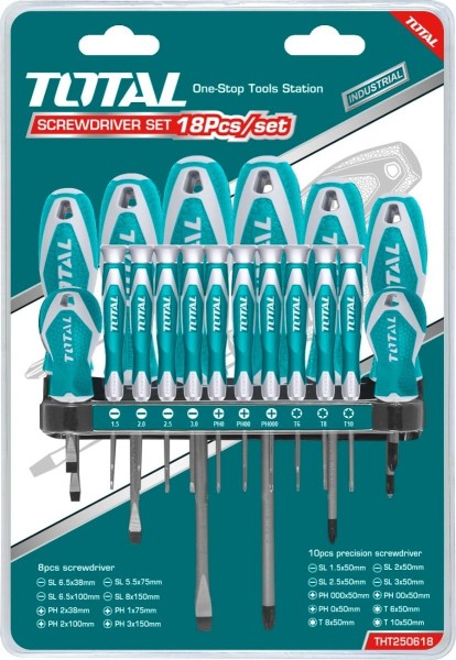 Set De 18 Destornilladores Total Tht250618 Elsue