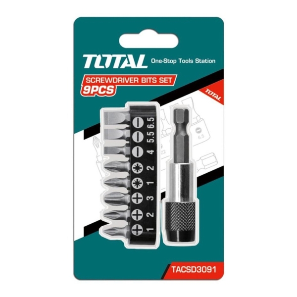 Juego De Puntas Taladro Atornillador 9 Pcs Magnetico Total