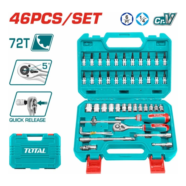 Set 46 Piezas De Dados Y Puntas 1/4 Total Tht141462 - Imagen 2