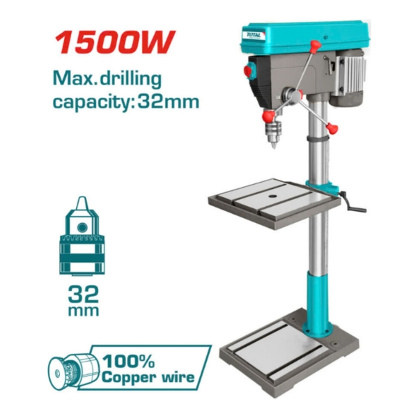 Taladro Columna Pie 32mm 1500w 2 Hp Total 2020 Rpm Industria - Imagen 2