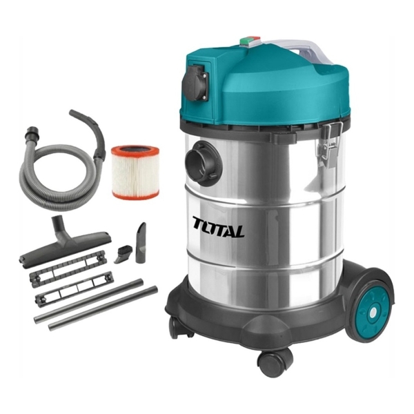 Aspiradora Industrial 1400w Total 30l Seco Humedo Acero Inox