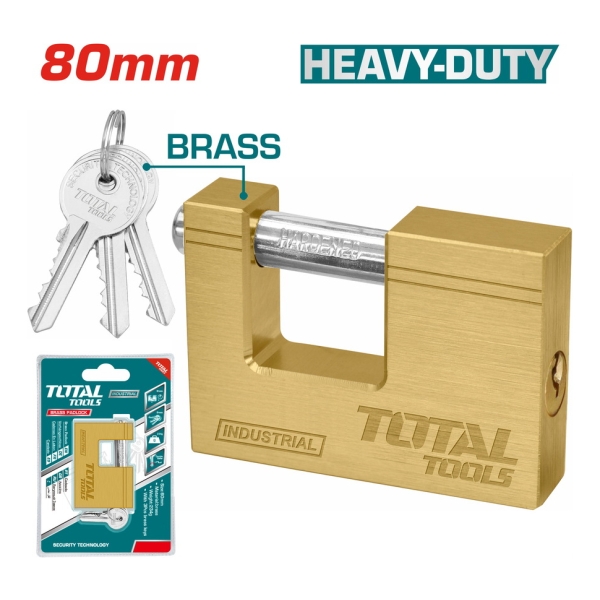 Candado Antipalanca Bronce Macizo 80mm Total Tlk32803 Elsue - Imagen 2