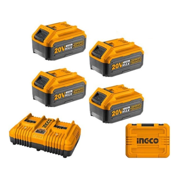 Set X 4 Baterias 4 Amp 20v + Cargador Doble Ingco Fbcli20244