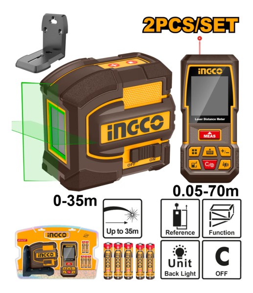 Nivel Laser 35m + Medidor De Distancia 75m Ingco Cosll0401 - Imagen 3
