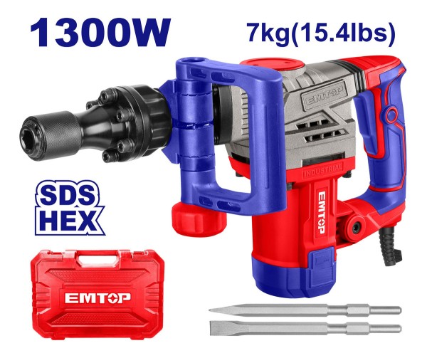 Martillo Demoledor Rotomartillo 1300w 20j Enc Sds Hex Emtop - Imagen 2