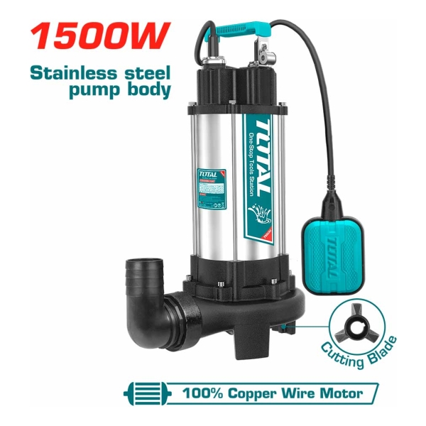 Bomba Pozo Negro Con Triturador 1500w 2hp Total Twp7150026 - Imagen 2