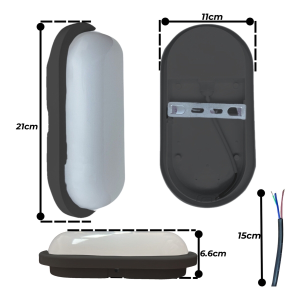 Aplique Luminaria Tortuga Oval Exterior Con Led 15w Luz Fría - Imagen 6