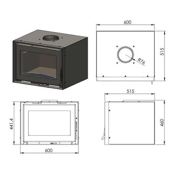 Calefactor Ecologico Metavila Liv202 Inserto 600mm 96mt2 - Imagen 4