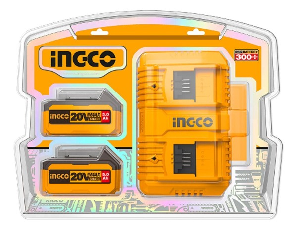 Set De 2 Baterias 20v 5amp + 1 Cargador Ingco Fbcpk2425 - Imagen 3