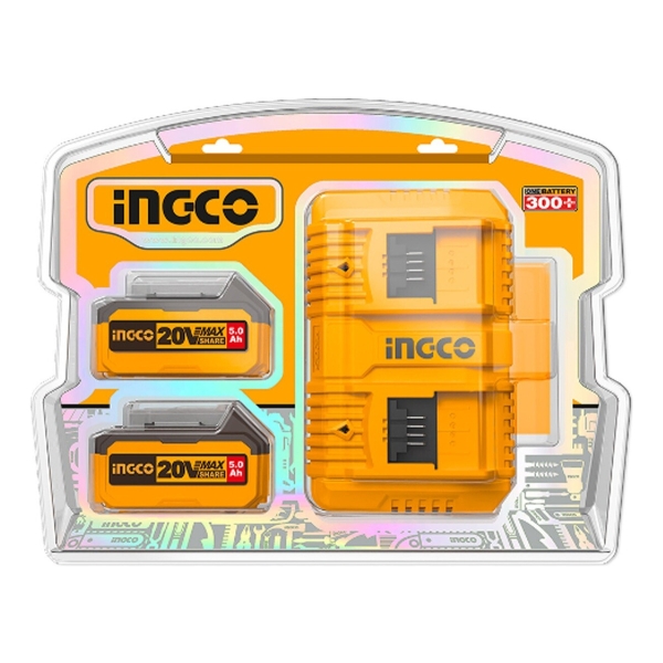 Set De 2 Baterias 20v 5amp + 1 Cargador Ingco Fbcpk2425 - Imagen 3