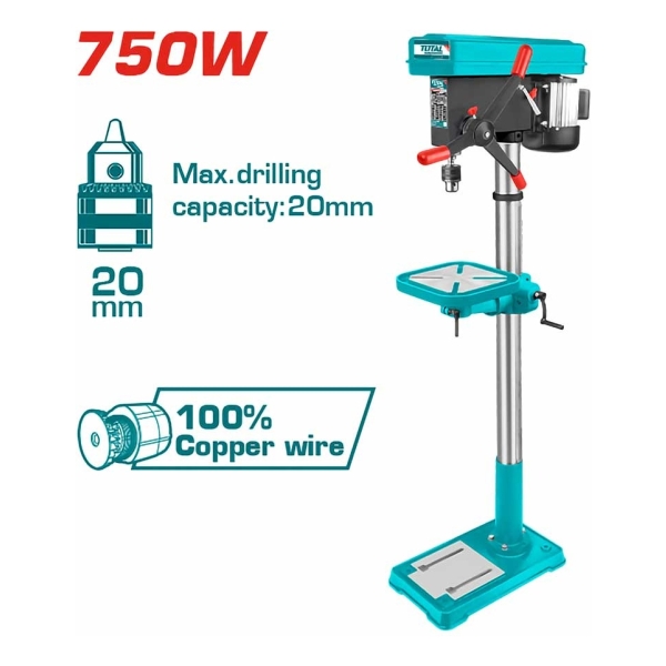 Taladro De Pie/columna 750w 20mm Total Tdp207505 - 16 Vel - Imagen 2