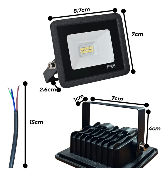 Foco Reflector Led 10w Luz Fria Blanca 6500k Intemperie Ip66 - Imagen 2
