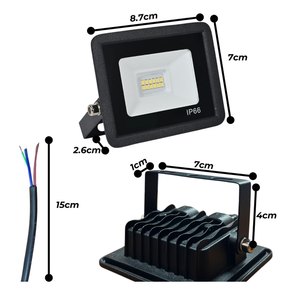 Foco Reflector Led 10w Luz Fria Blanca 6500k Intemperie Ip66 - Imagen 2