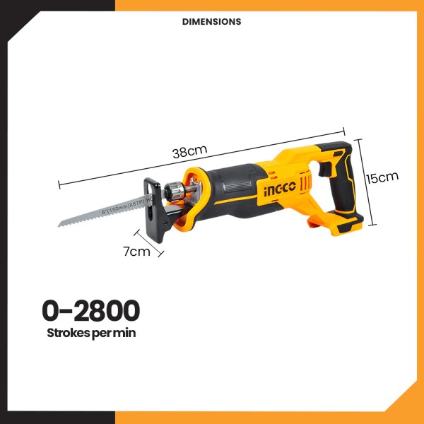 Sierra Sable 20v Bat. Litio Ingco Crsli1151 Mutli. Herram. - Imagen 3