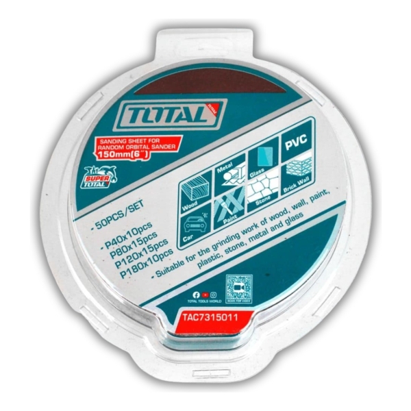 Set 50 Lijas Velcro Para Lijadora Roto Orbital 150mm Total - Imagen 3