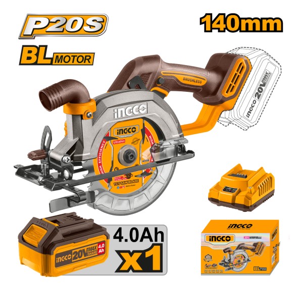 Sierra Circular 20v 140mm Brushless Ingco Csli14021 C/bat. - Imagen 3