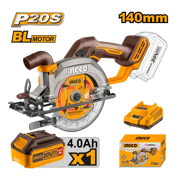Sierra Circular 20v 140mm Brushless Ingco Csli14021 C/bat. - Imagen 3