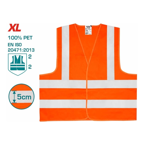 Chaleco Obra Moto Reflectivo Fluorescente Total Tsp503 - Imagen 2