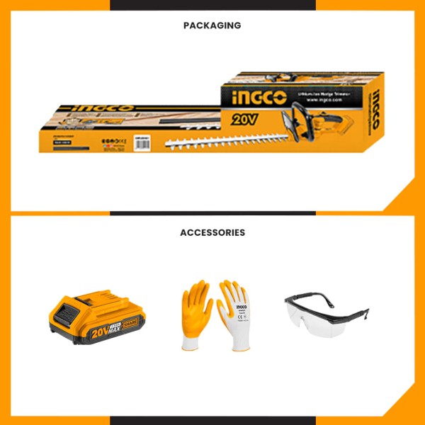 Corta Cerco 45cm A Bateria Ingco Chtli2001 + Bat. + Cargador - Imagen 2