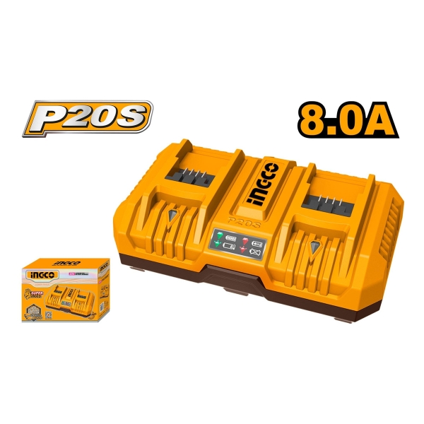 Cargador 20v Doble 8ah Rapido Ingco Fcli2082 - Imagen 2