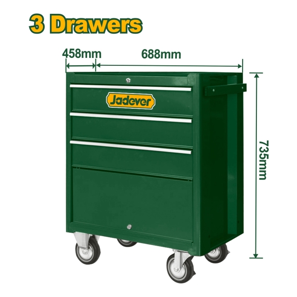 Carro Taller Gabinete Herramientas Jadever 3 Estantes Movil - Imagen 2
